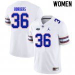 Women's Florida Gators #36 Chief Borders NCAA Nike White Authentic Stitched College Football Jersey BRZ5162MT